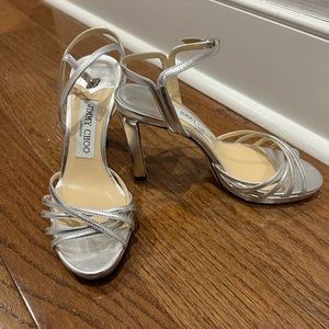 Jimmy Choo Lilah 100m Silver Platform Heels